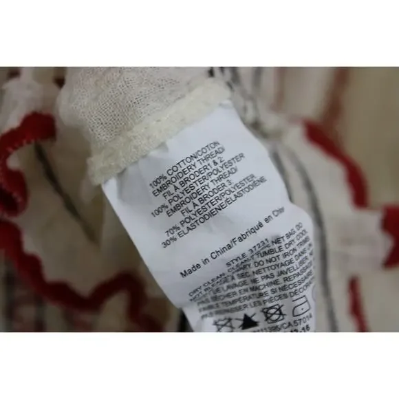 Tory Burch Womens M Off the Shoulder Floral Print Embroidered Tunic Top Blouse M - Picture 7 of 7